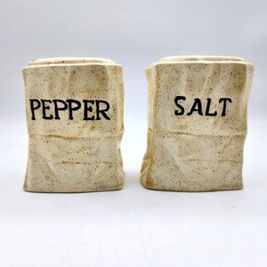 Vintage E.S. Molds Paper Bag Salt & Pepper Shakers Set 5 in Handmade 1970s